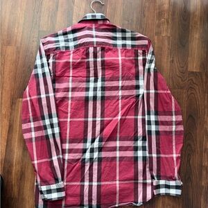 Burberry Red and Black Plaid Long-Sleeve Button-Down Shirt